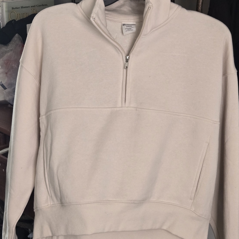 No Boundaries Off-White Quarter-Zip Sweater